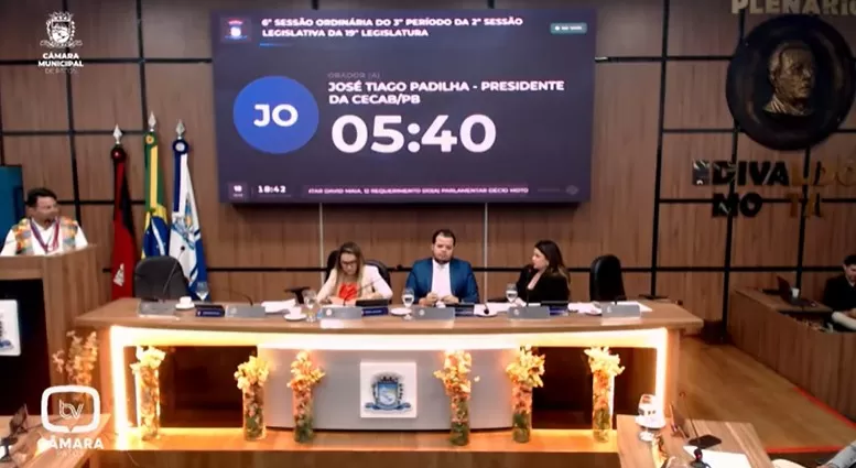 Sessão Ordinária da Câmara de Patos nesta quinta-feira (12) - Foto: Reprodução/Patosverdade