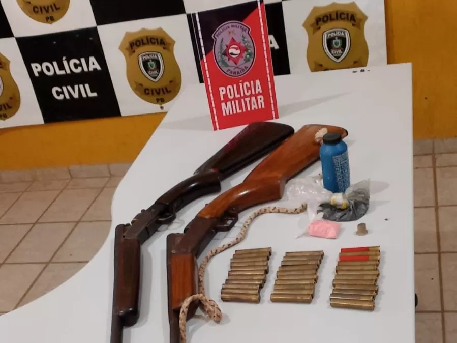 Polícia Militar apreende armas e munições na zona rural de Belém do Brejo do Cruz.