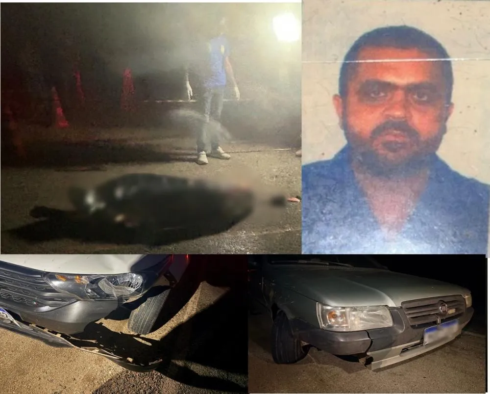 Vítima, Genivaldo Leite, no canto superior direito, e imagens do local do acidente - Fotos: Polícia Civil / Reprodução e montagem Patosverdade