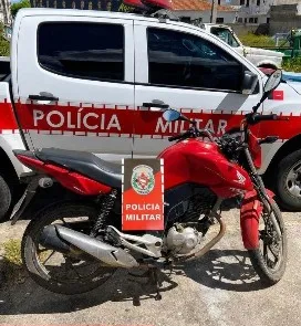 Motocicleta apreendida - Foto: Ascom 3º BPM