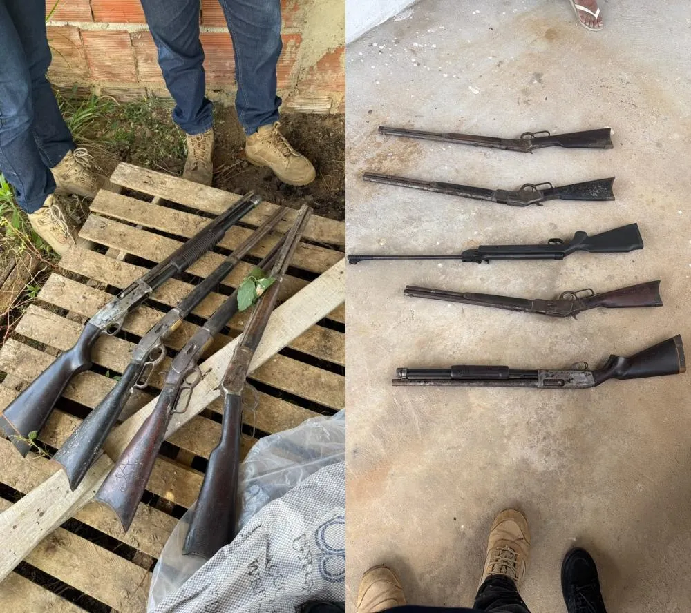 Armas apreendidas - Fotos: Polícia Civil da Paraíba