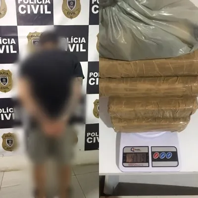 Homem é preso transportando droga em Imaculada - Fotos: Reprodução Polícia Civil