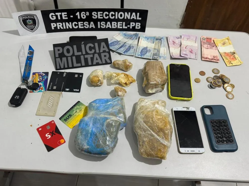 Homem é preso transportando droga em Imaculada - Fotos: Reprodução Polícia Civil