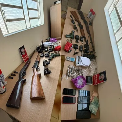 Material apreendido durante a ação policial em Santa Luzia - Fotos: Reprodução/Ascom 3º BPM