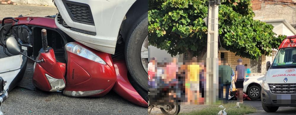 Acidente entre carro e moto deixa casal ferido em Patos