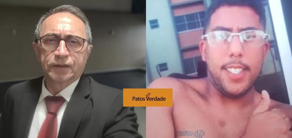 À esquerda delegado Pedroza, e à direita a vítima John Laurentino - Fotos: Redes Sociais/Edição Patos Verdade